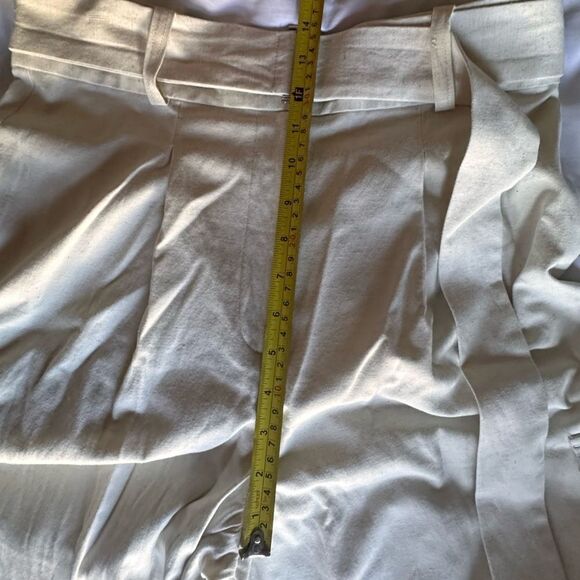 WORTHINGTON Ivory Linen blend wide palazzo cargo pants sz 10 - Picture 10 of 12